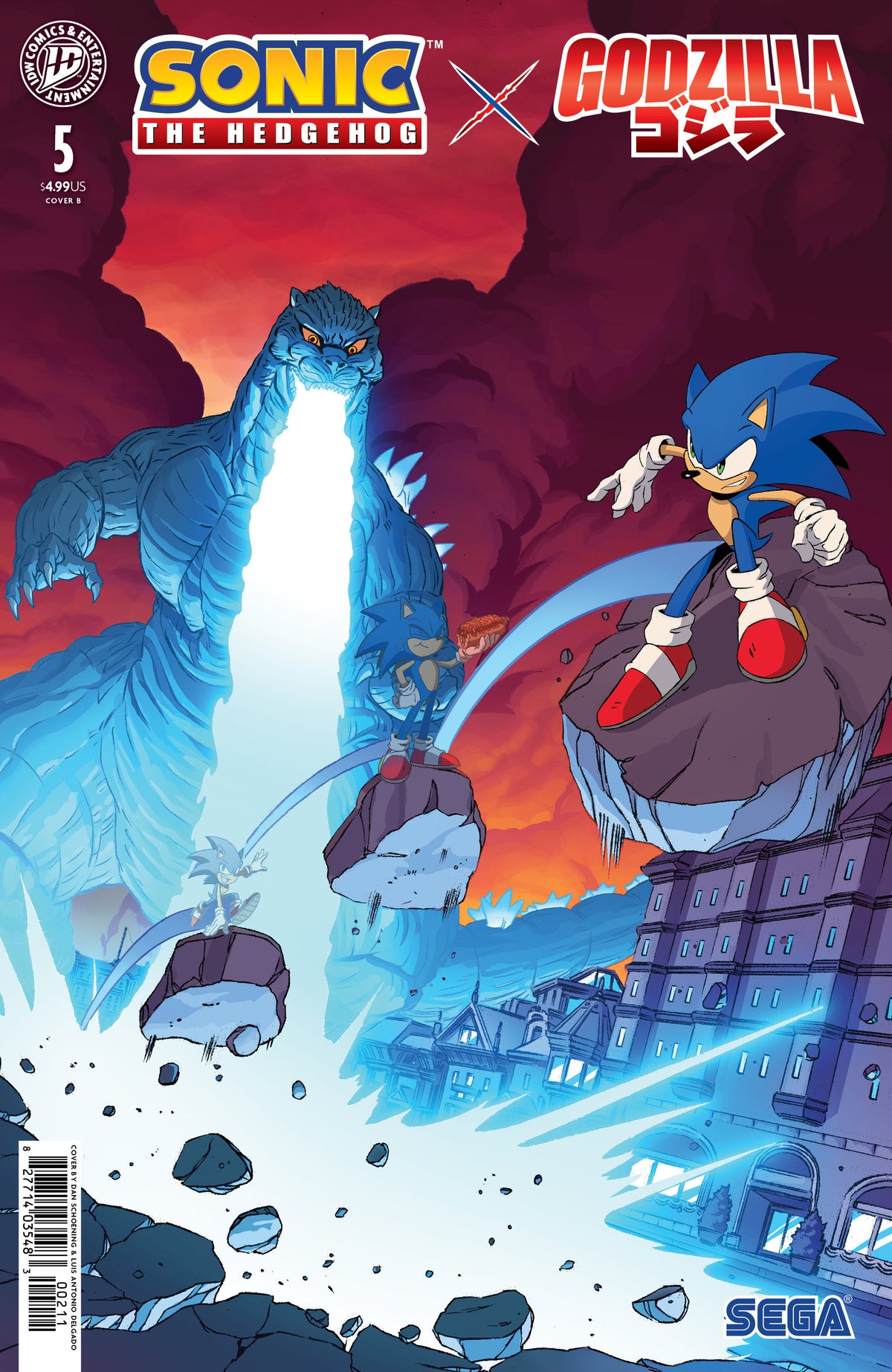 Sonic the Hedgehog x Godzilla #5 Cover B Dan Schoening
