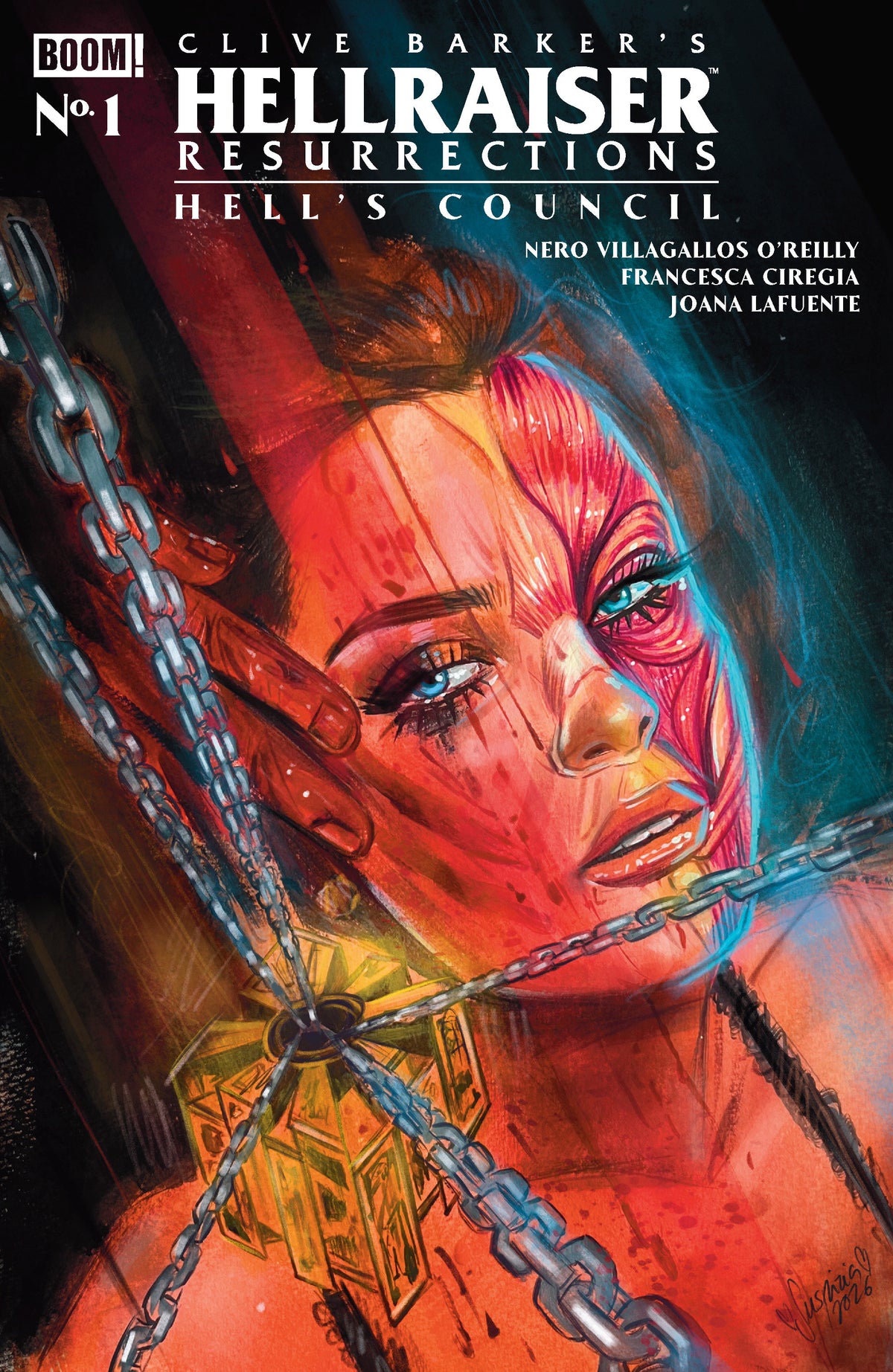 Comic book cover of 'Hellraiser: Resurrections - Hell's Council #1 G FOC Reveal Variant (Dressed, Vilchez)'