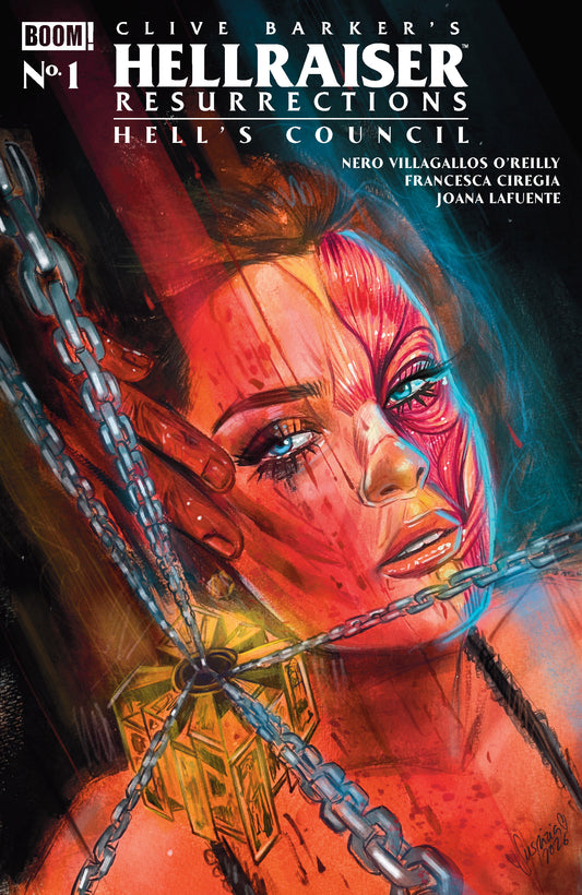 Comic book cover of 'Hellraiser: Resurrections - Hell's Council #1 G FOC Reveal Variant (Dressed, Vilchez)'