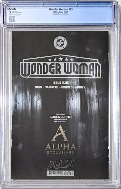 Wonder Woman #25 Alpha Exclusives Foil Carla Cohen Edition CGC 9.8