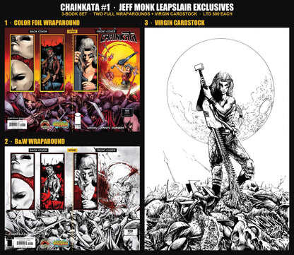 Chainkata #1 Jeff Monk LeapsLair Exclusive 3-Book Set: two full wraparound covers plus virgin cardstock