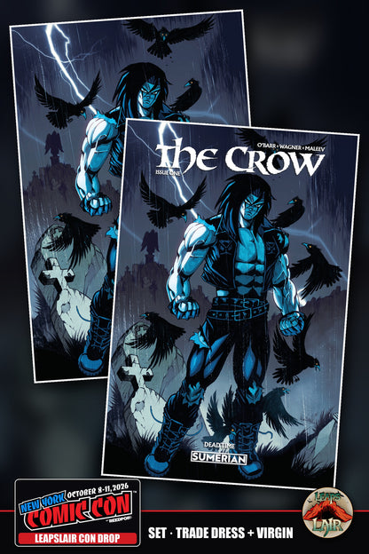 The Crow Dead Time #1 Mario Foccillo LeapsLair NYCC Con Drop - Blue Set, Blue Trade Dress + Blue Virgin (2 books)