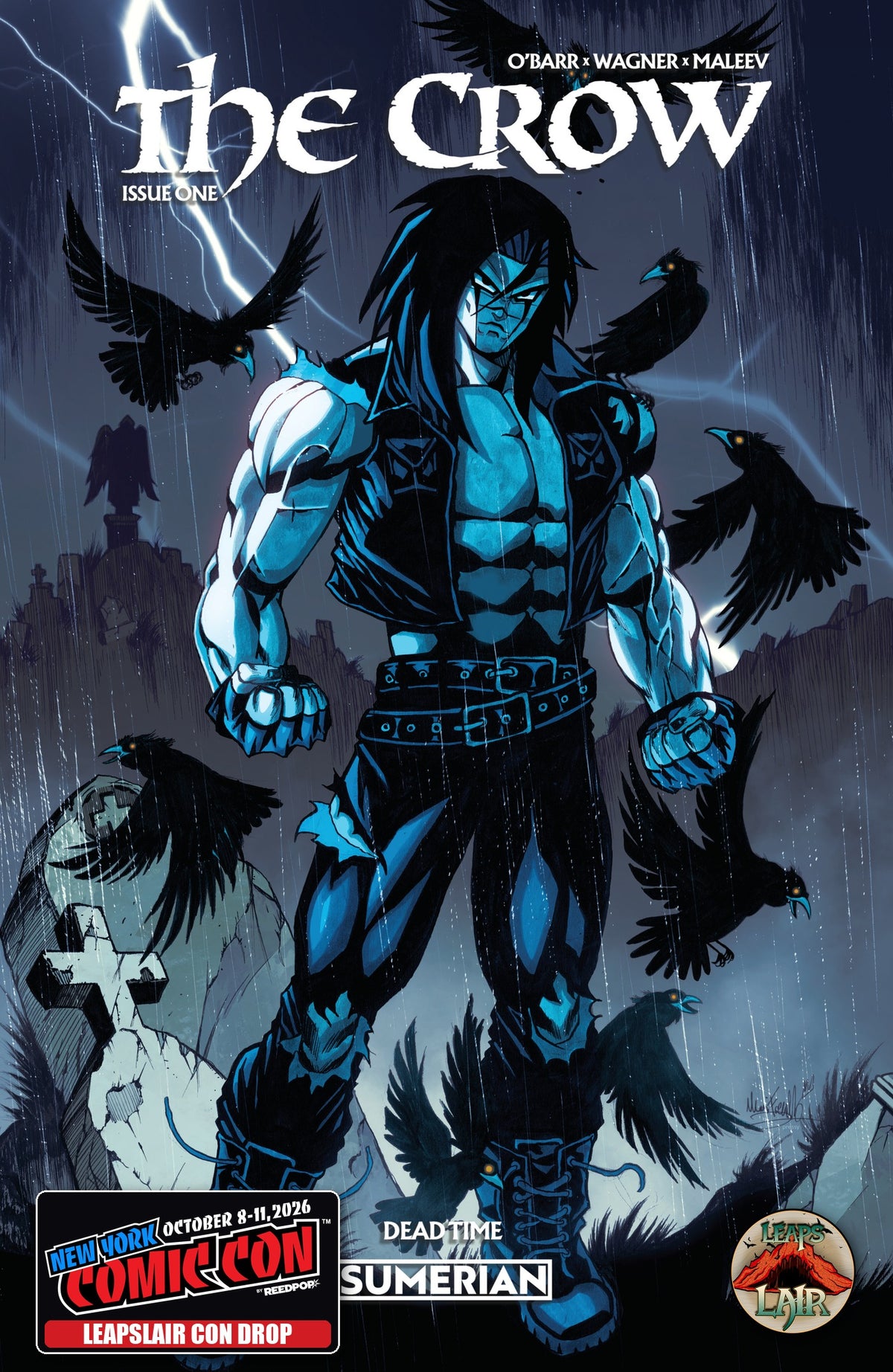The Crow Dead Time #1 Mario Foccillo LeapsLair NYCC Con Drop - Blue Trade Dress cover