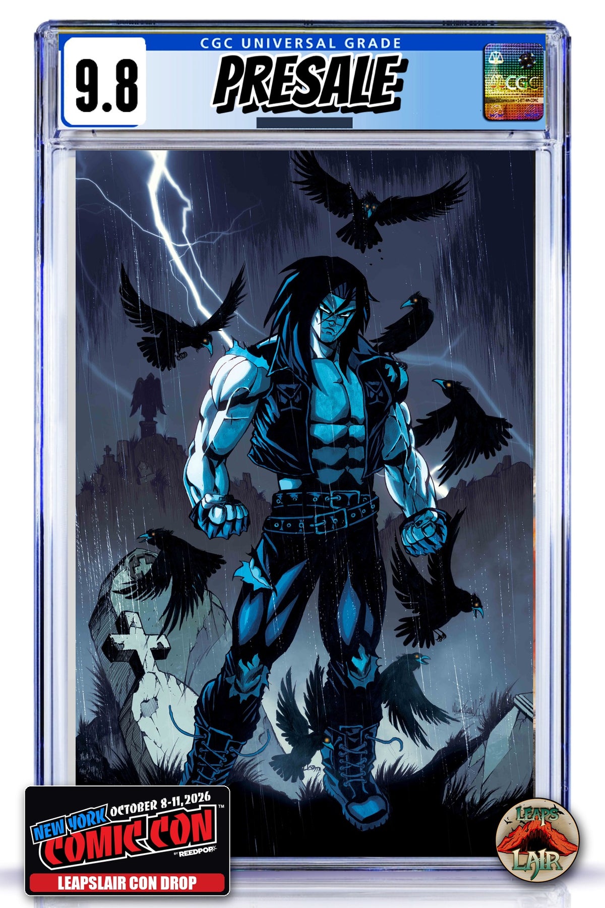 The Crow Dead Time #1 Mario Foccillo LeapsLair NYCC Con Drop - Blue Virgin CGC 9.8 graded copy
