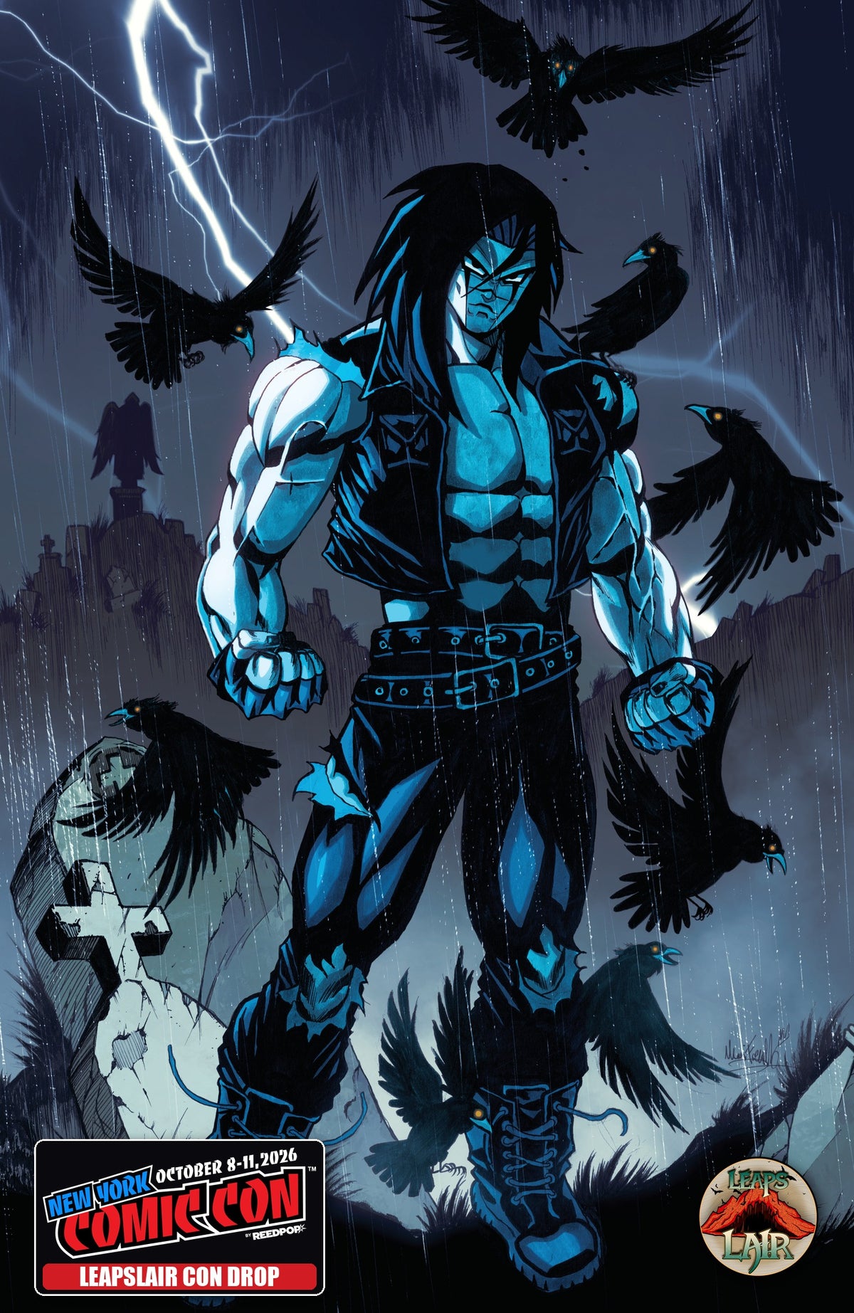 The Crow Dead Time #1 Mario Foccillo LeapsLair NYCC Con Drop - Blue Virgin cover