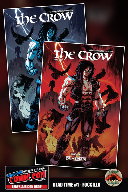 The Crow Dead Time #1 Mario Foccillo LeapsLair NYCC Con Drop - Red and Blue trade dress covers