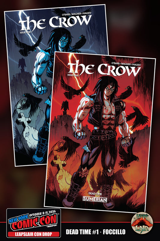 The Crow Dead Time #1 Mario Foccillo LeapsLair NYCC Con Drop - Red and Blue trade dress covers