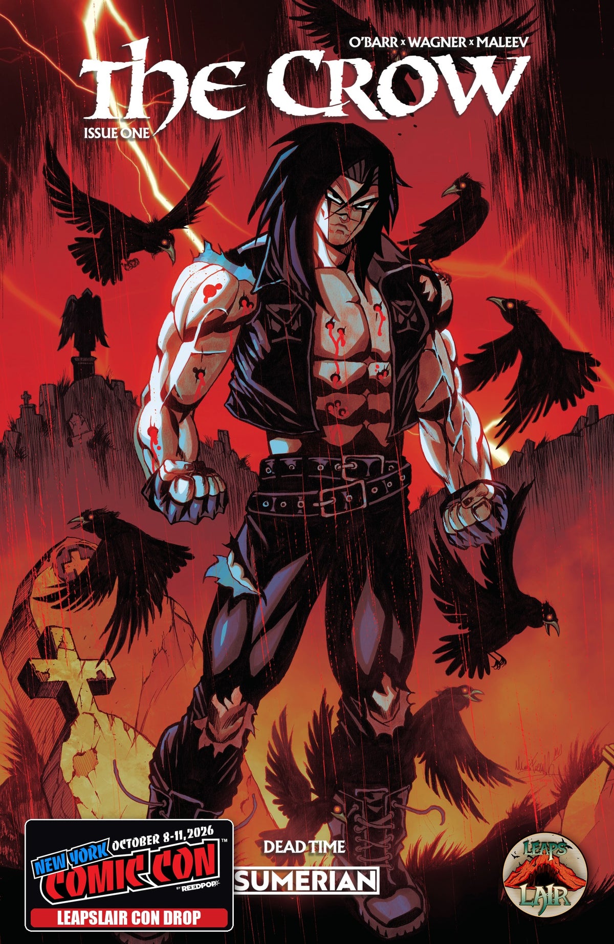 The Crow Dead Time #1 Mario Foccillo LeapsLair NYCC Con Drop - Red Trade Dress cover