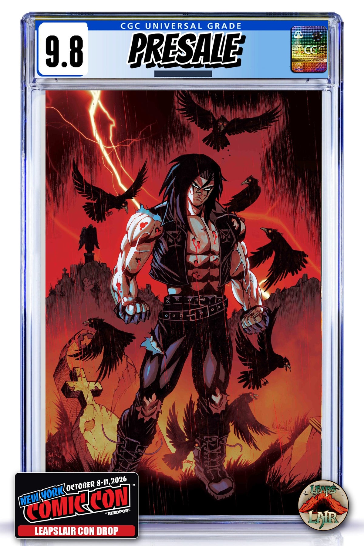The Crow Dead Time #1 Mario Foccillo LeapsLair NYCC Con Drop - Red Virgin CGC 9.8 graded copy