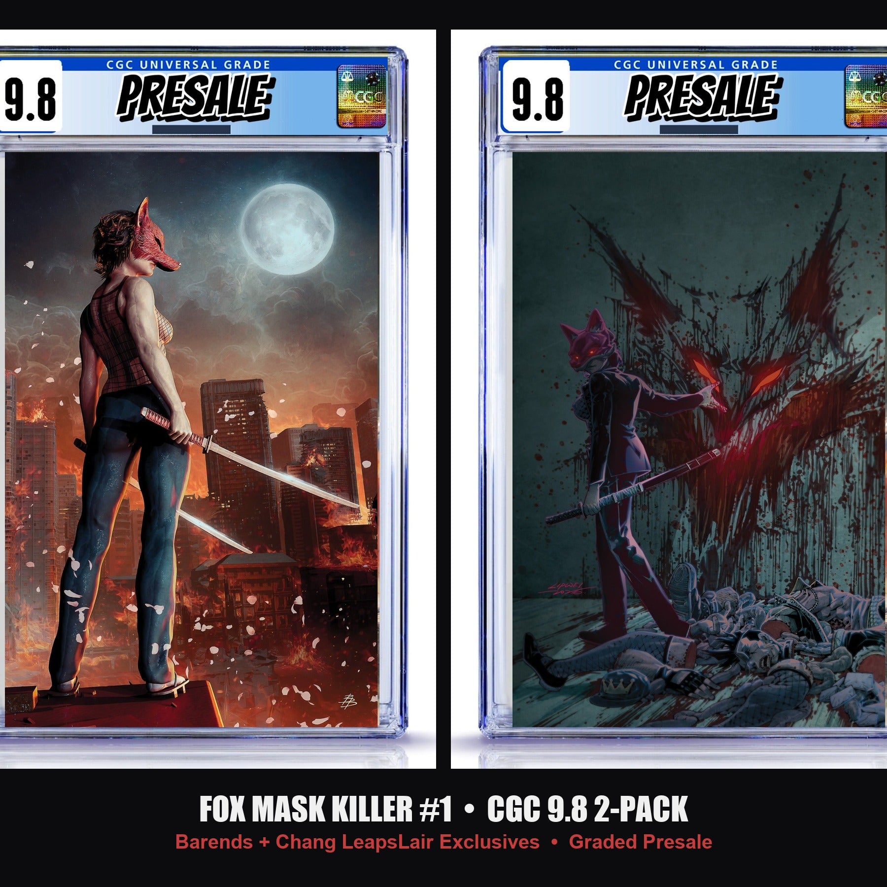 Exquisite Corpses: Fox Mask Killer #1 LeapsLair Exclusive CGC 9.8 2-Pack — Barends and Chang graded slabs presale