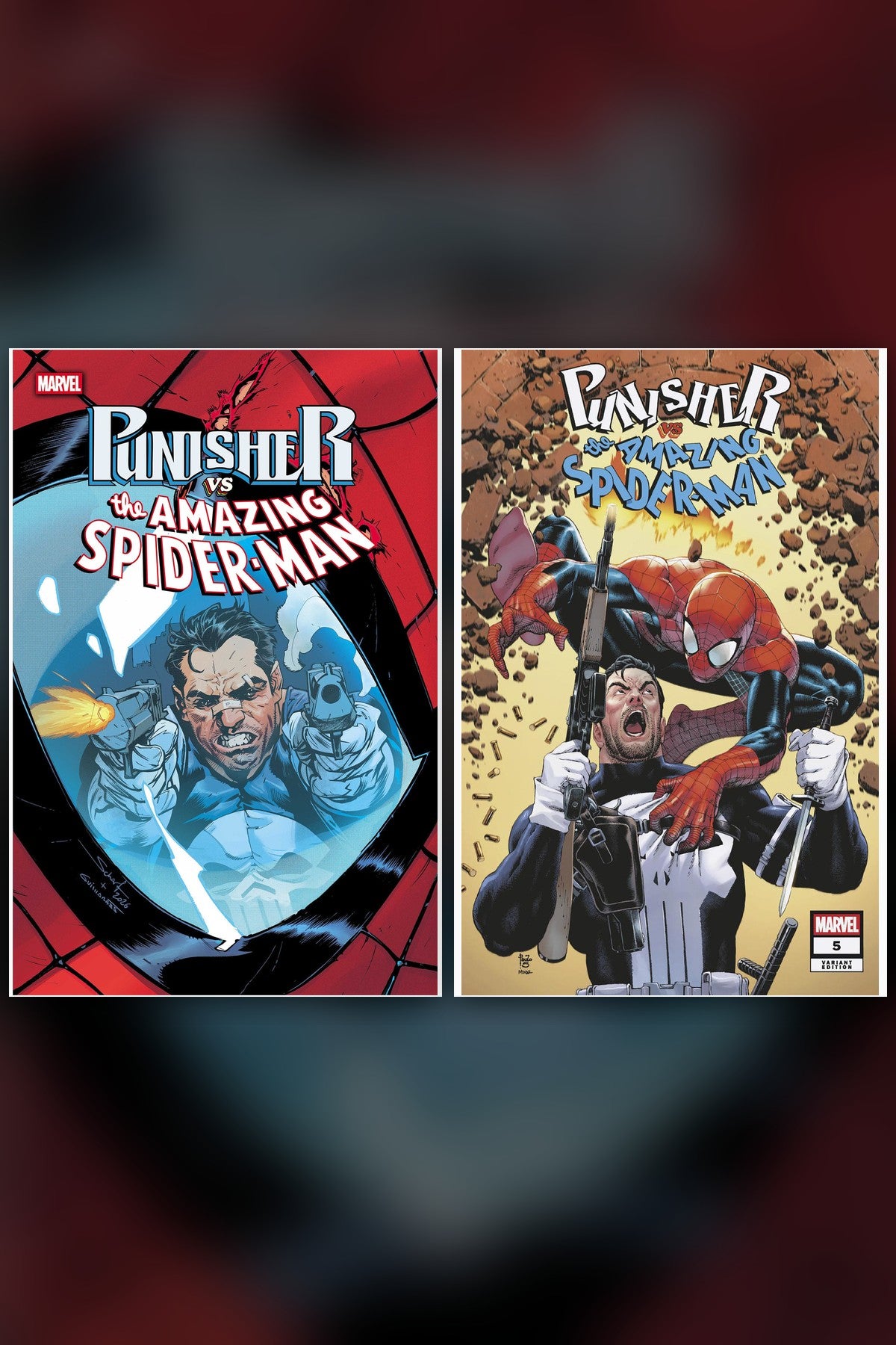 Punisher vs. Spider-Man #5 cover collage