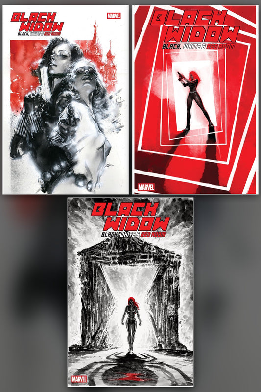 Black Widow: Black, White & Red Room #1 cover collage