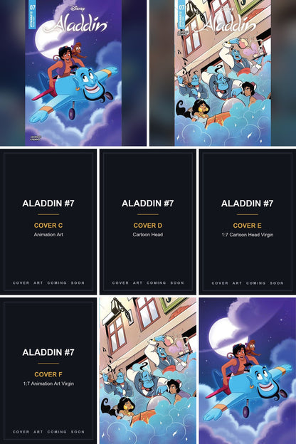 Aladdin #7 cover collage - Covers C, D, E & F art coming soon