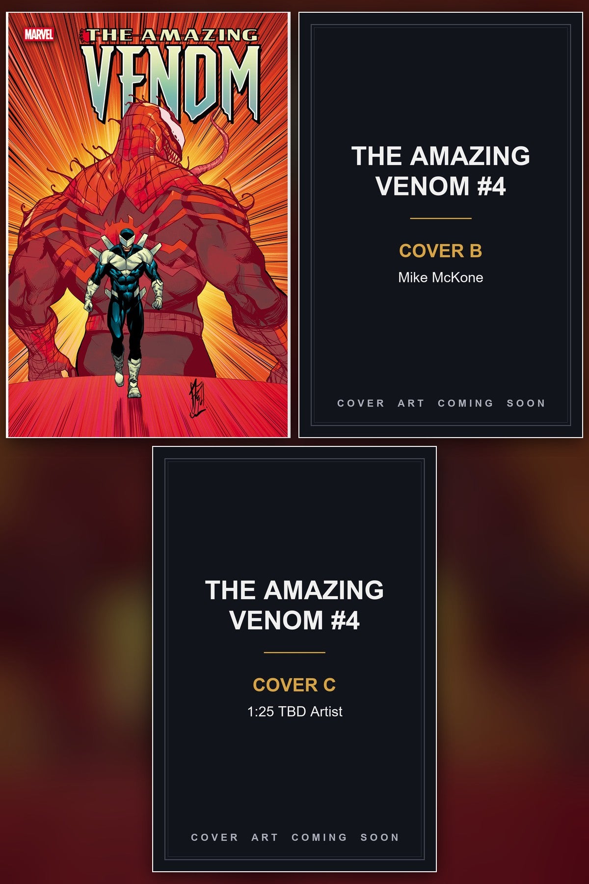 The Amazing Venom #4 cover collage - Covers B & C art coming soon