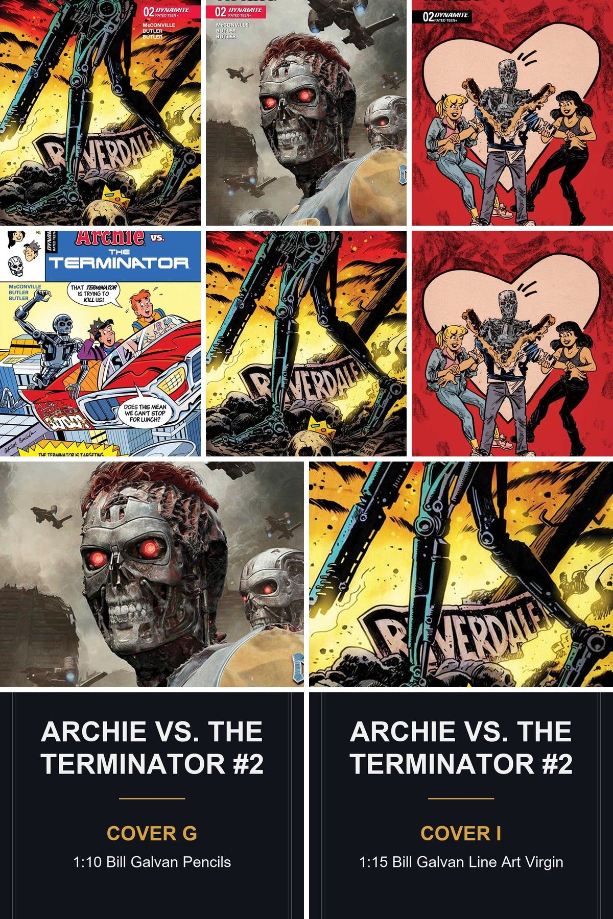 Archie Vs. The Terminator #2 cover collage - Covers G & I art coming soon