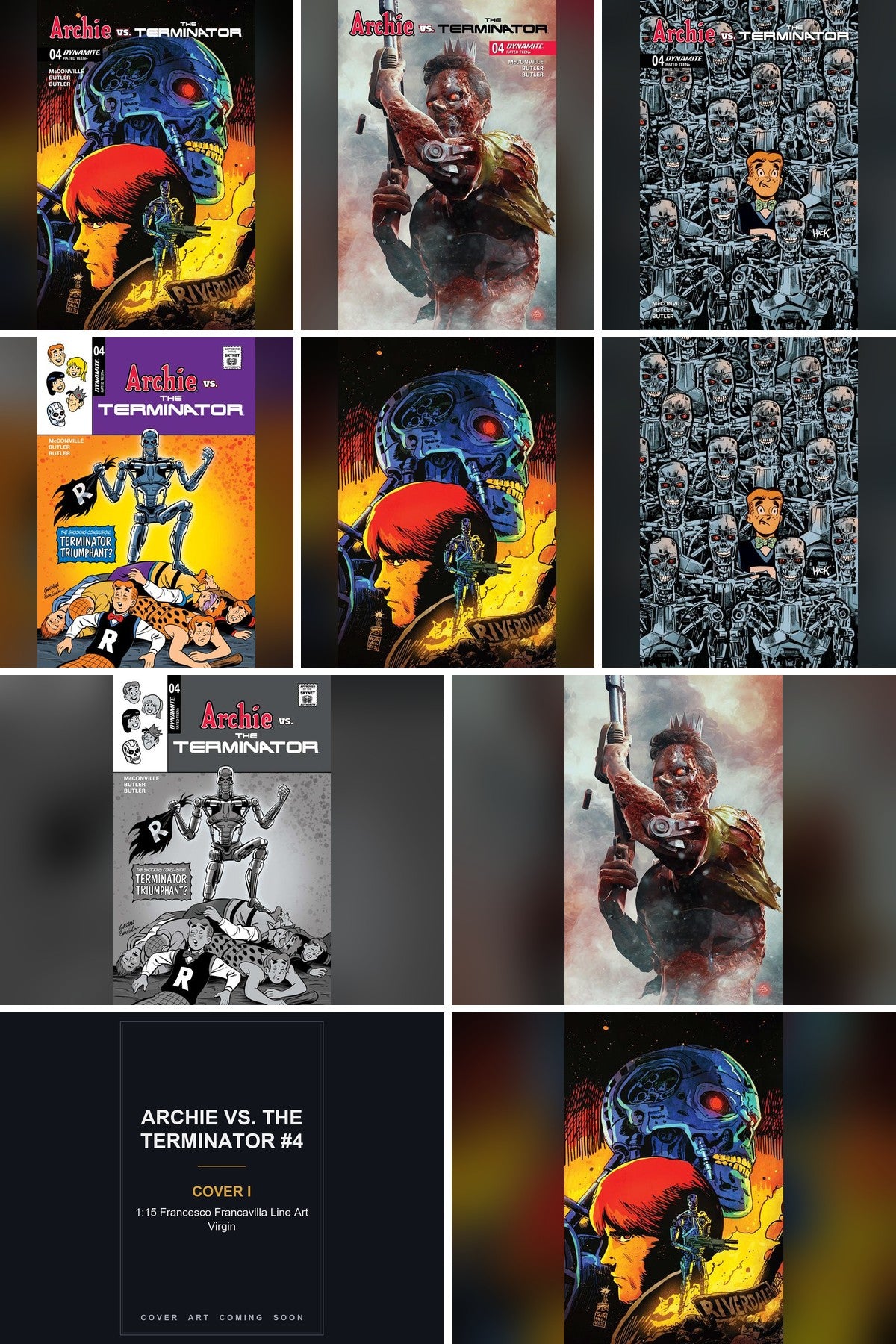 Archie Vs. The Terminator #4 cover collage - Cover I art coming soon
