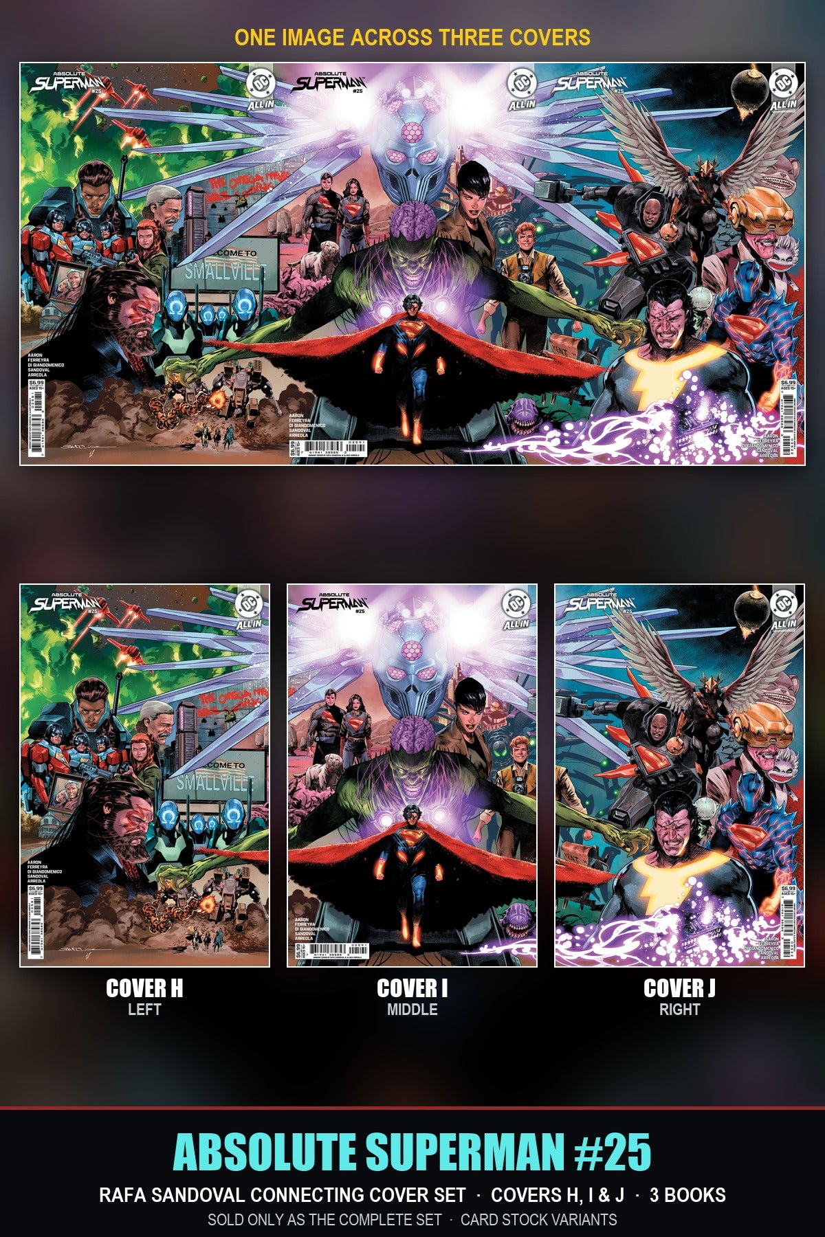Absolute Superman #25 Rafa Sandoval Connecting Cover Set, Covers H, I & J (3 Books) - set overview