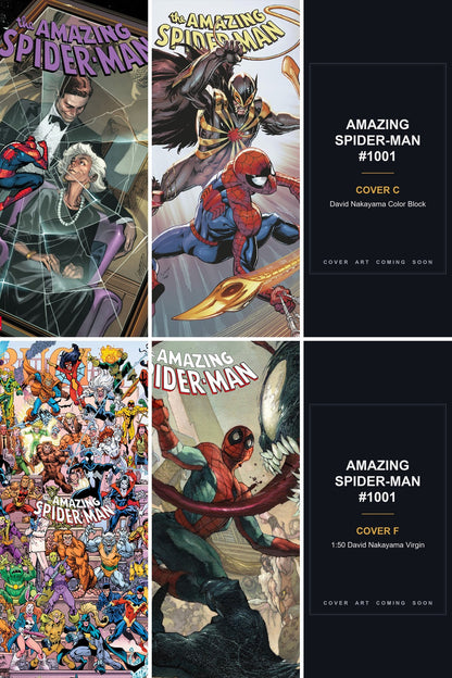 Amazing Spider-Man #1001 cover collage — Covers C & F art coming soon