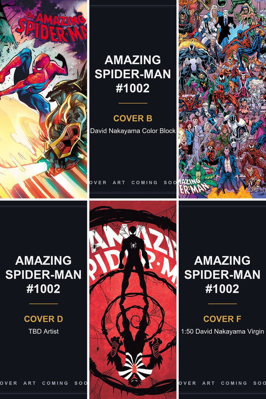Amazing Spider-Man #1002 cover collage — Covers B, D & F art coming soon
