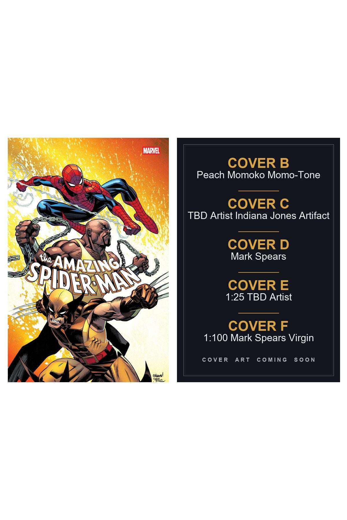 Amazing Spider-Man #1004 cover collage — Covers B, C, D, E & F art coming soon