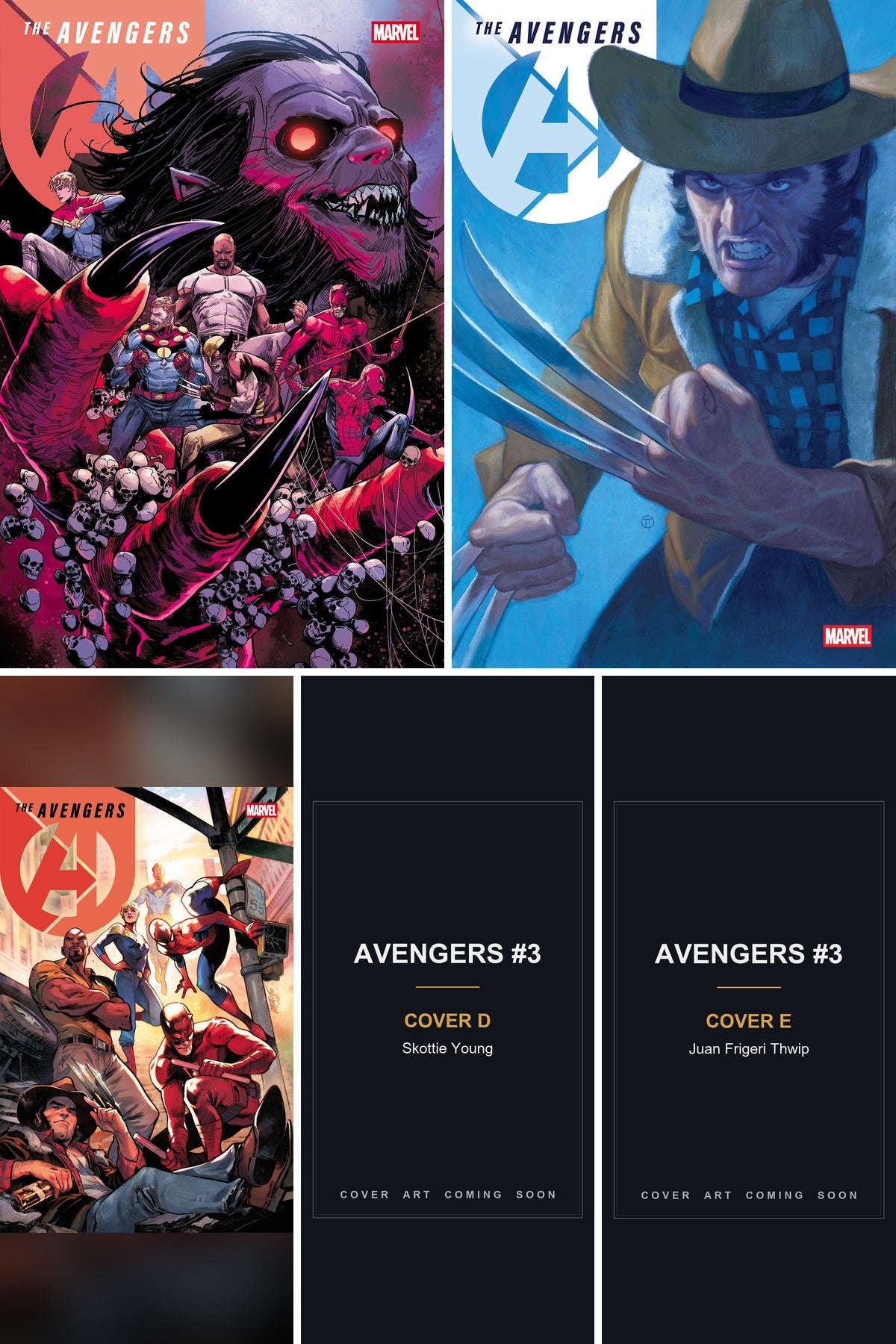 Avengers #3 cover collage - Covers D & E art coming soon