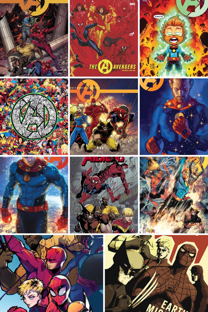 Avengers #1 cover collage