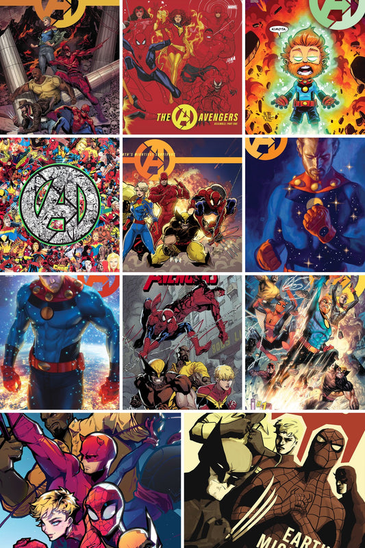 Avengers #1 cover collage