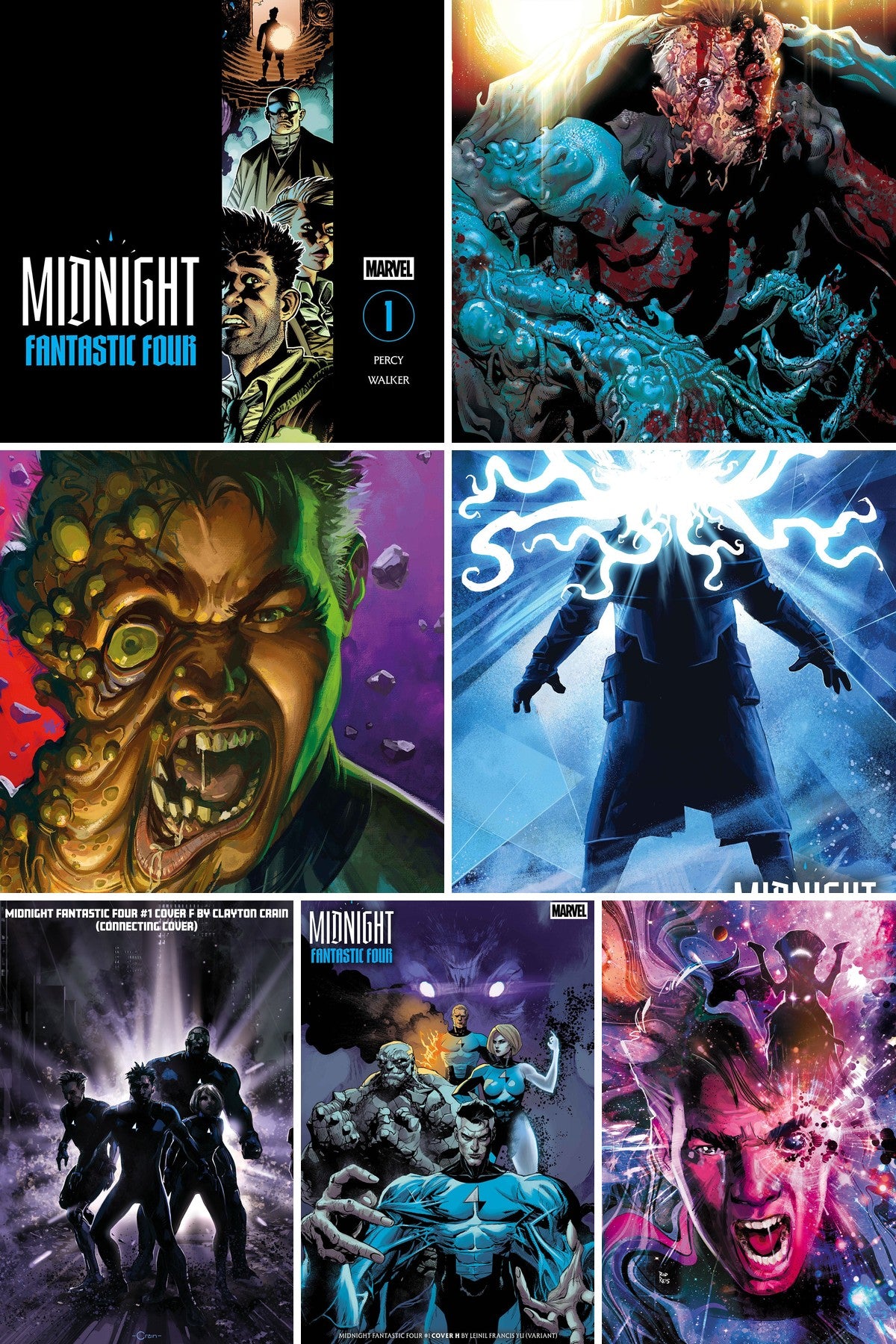 Midnight Fantastic Four #1 complete 7-cover bundle collage