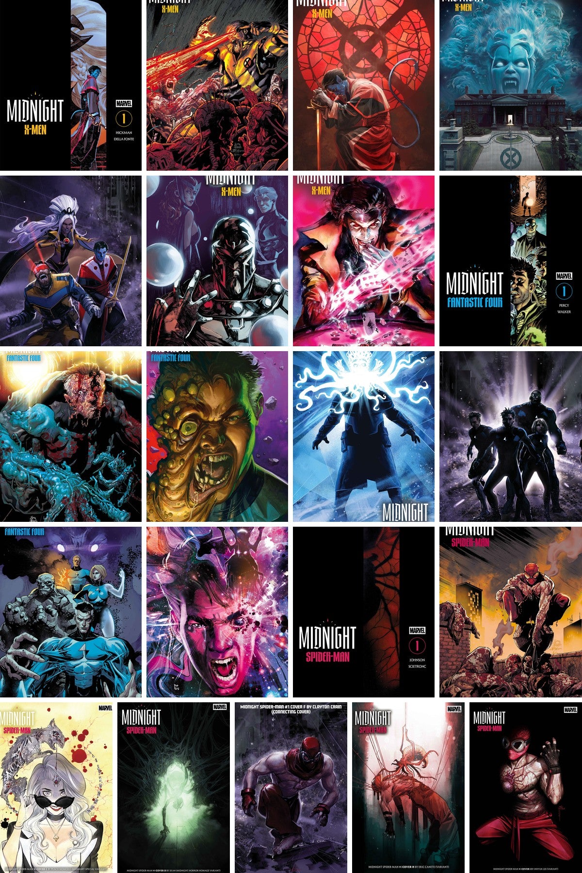 Marvel Midnight Universe #1 complete 21-cover bundle collage