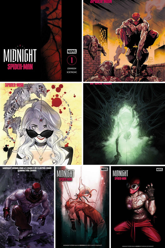 Midnight Spider-Man #1 complete 7-cover bundle collage