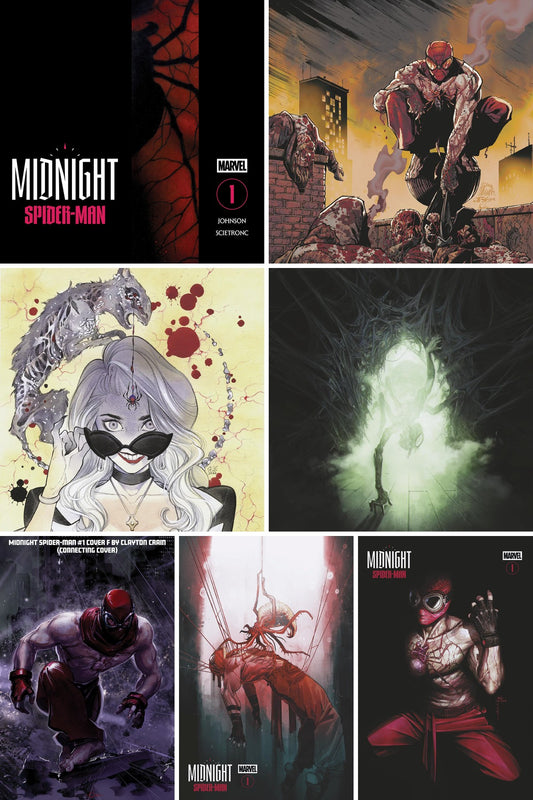 Midnight Spider-Man #1 complete 7-cover bundle collage