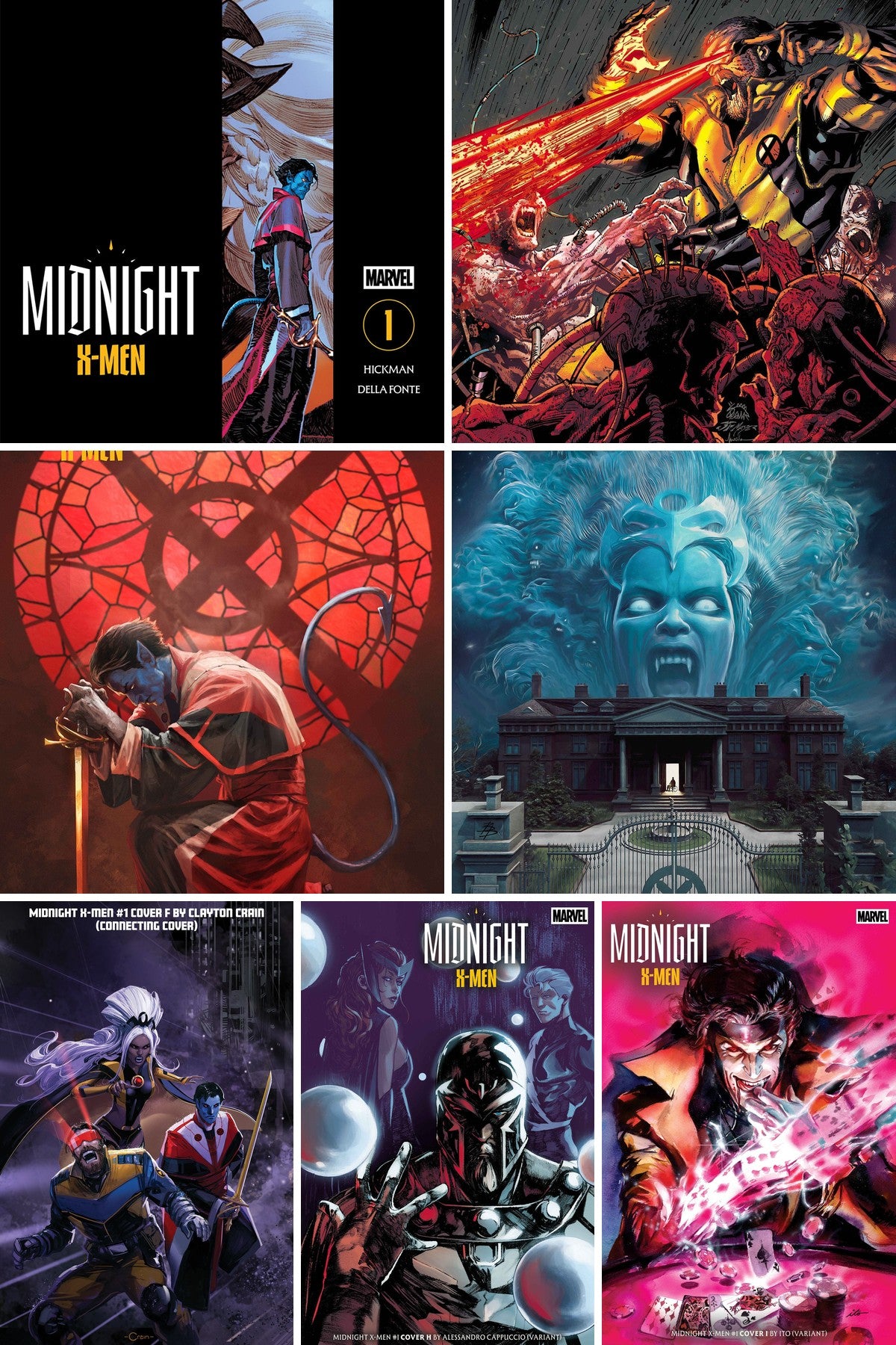 Midnight X-Men #1 complete 7-cover bundle collage