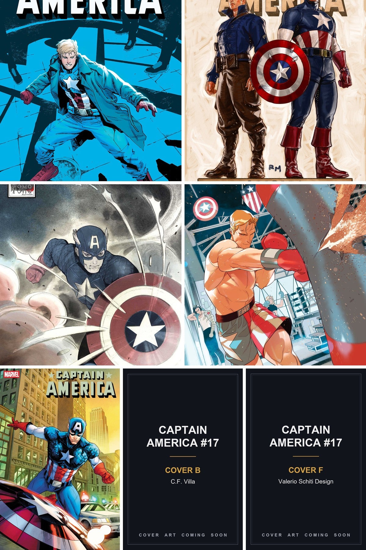 CAPTAIN AMERICA #17 cover collage - Covers B & F art coming soon