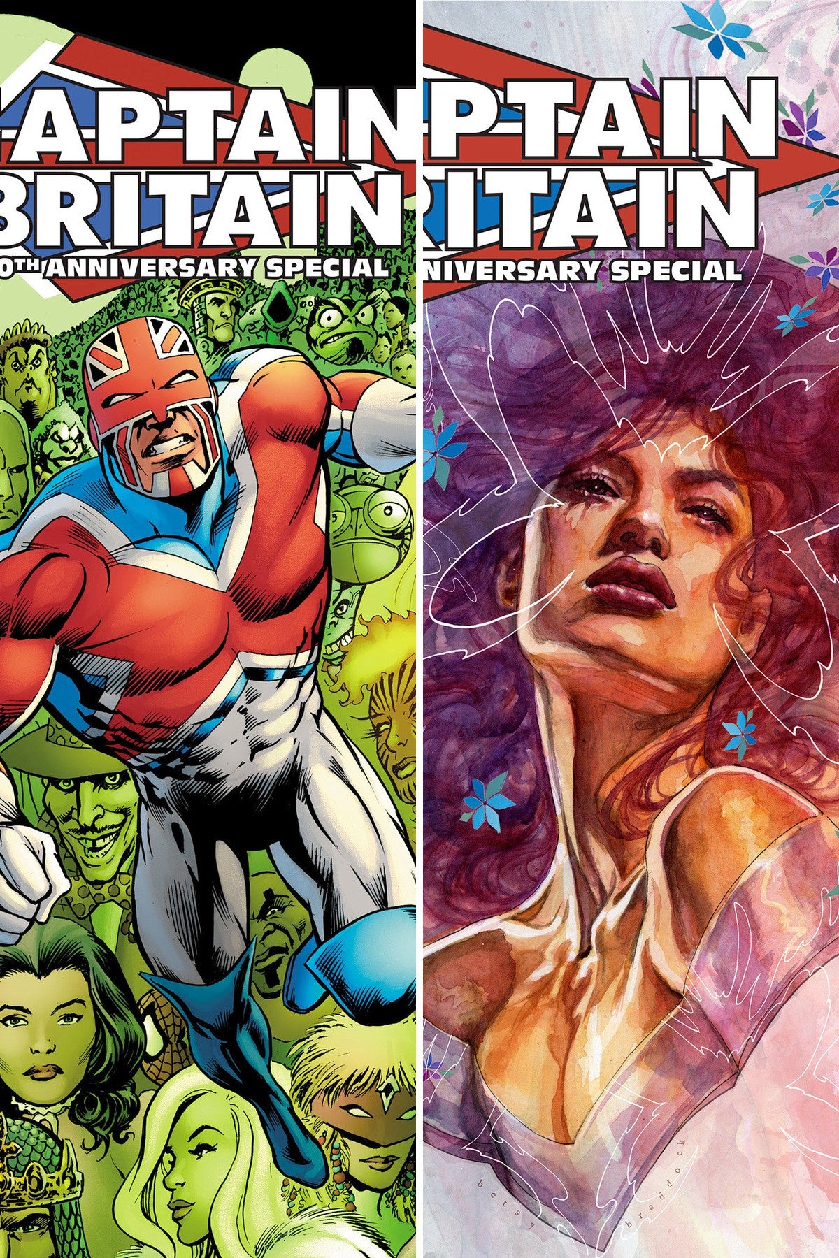 CAPTAIN BRITAIN 50TH ANNIVERSARY SPECIAL #1 cover collage