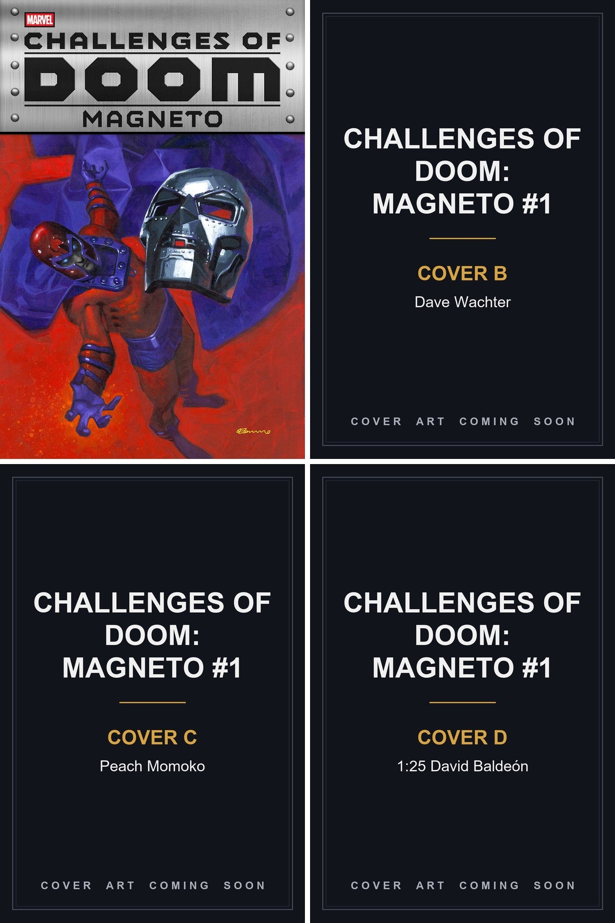 Challenges of Doom: Magneto #1 cover collage - Covers B, C & D art coming soon