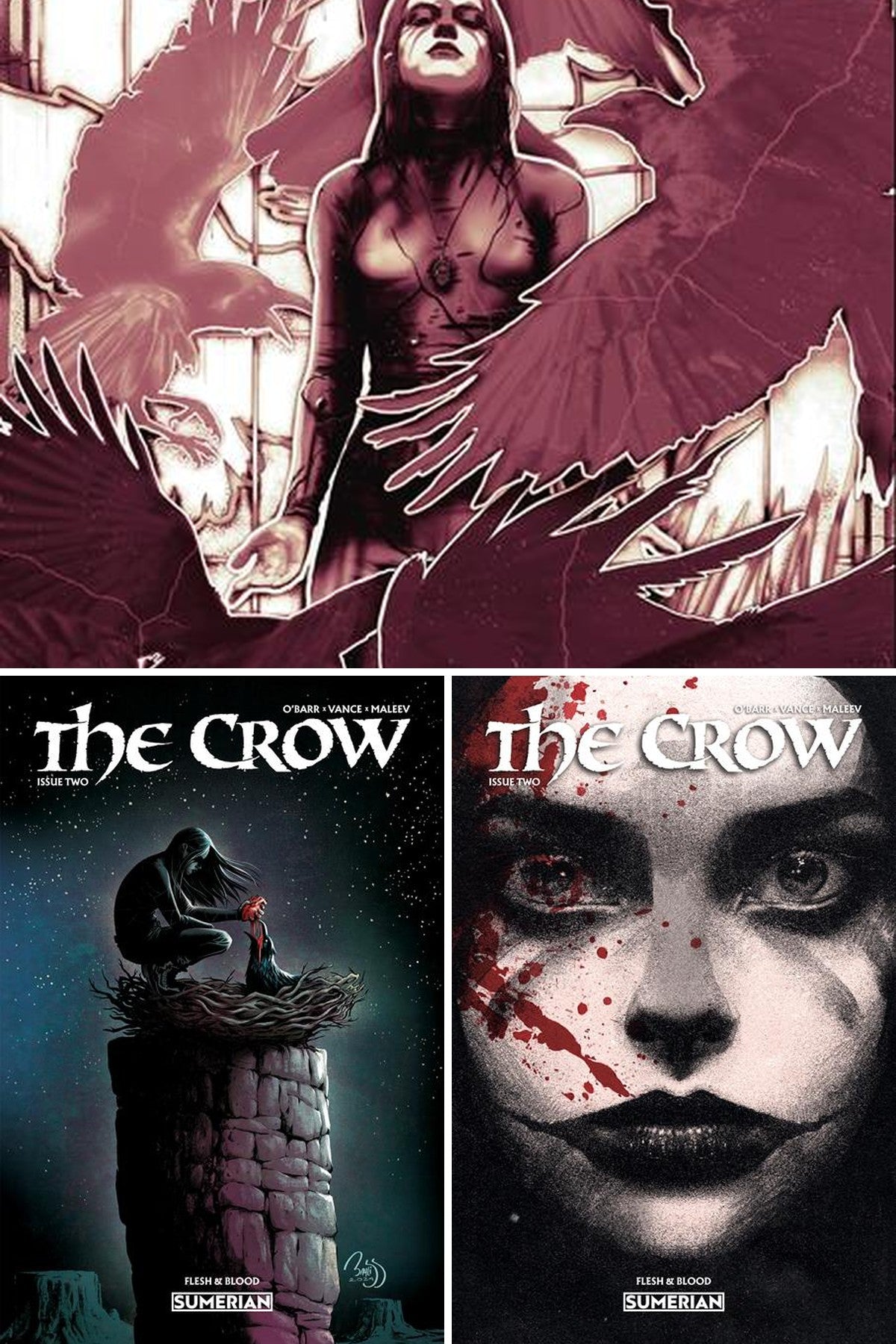 The Crow: Flesh and Blood #2 cover collage