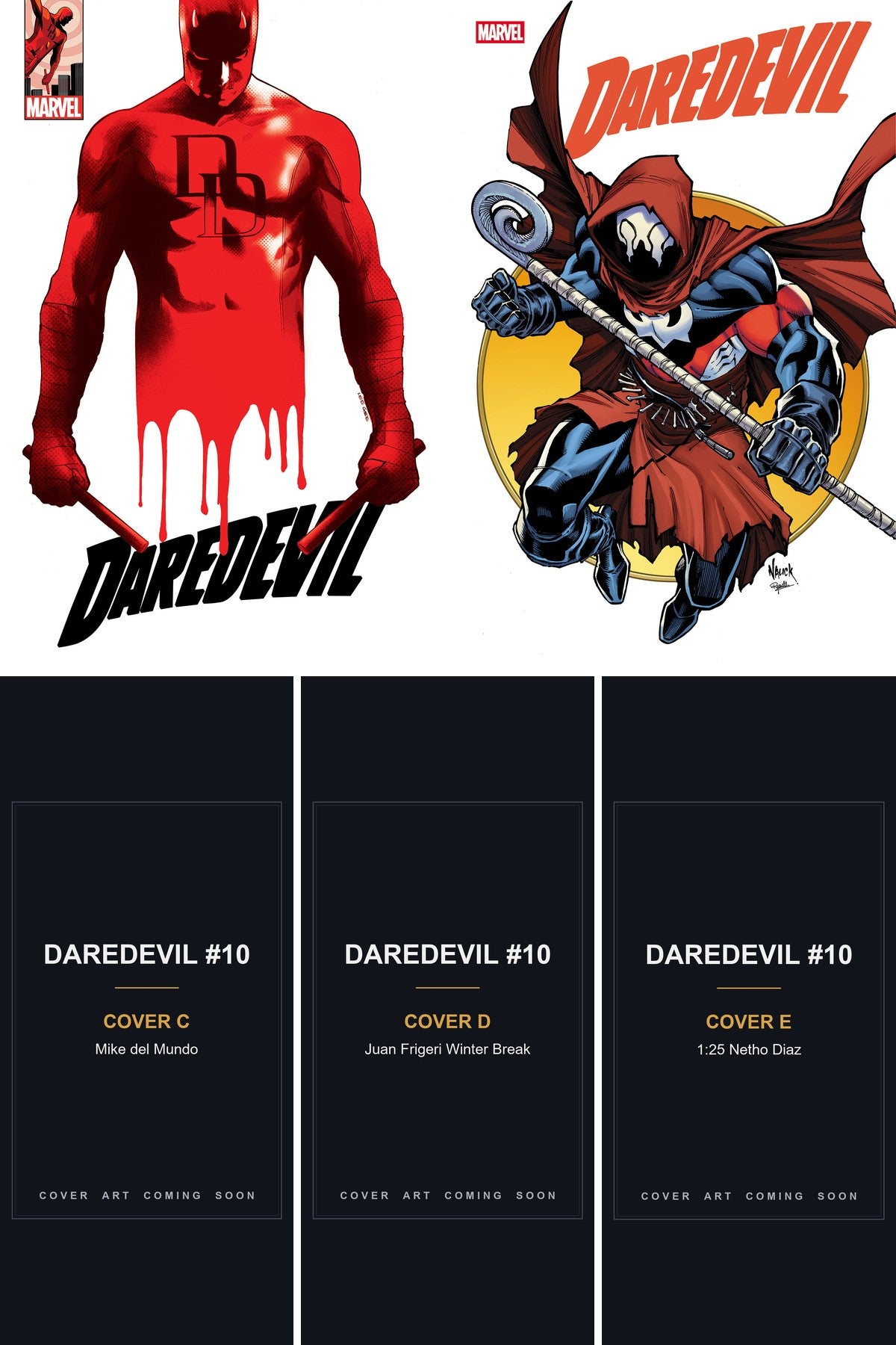 Daredevil #10 cover collage - Covers C, D & E art coming soon