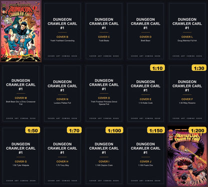 Dungeon Crawler Carl #1 Ultimate Bundle - all 15 covers including the 1:10 to 1:200 ratio covers