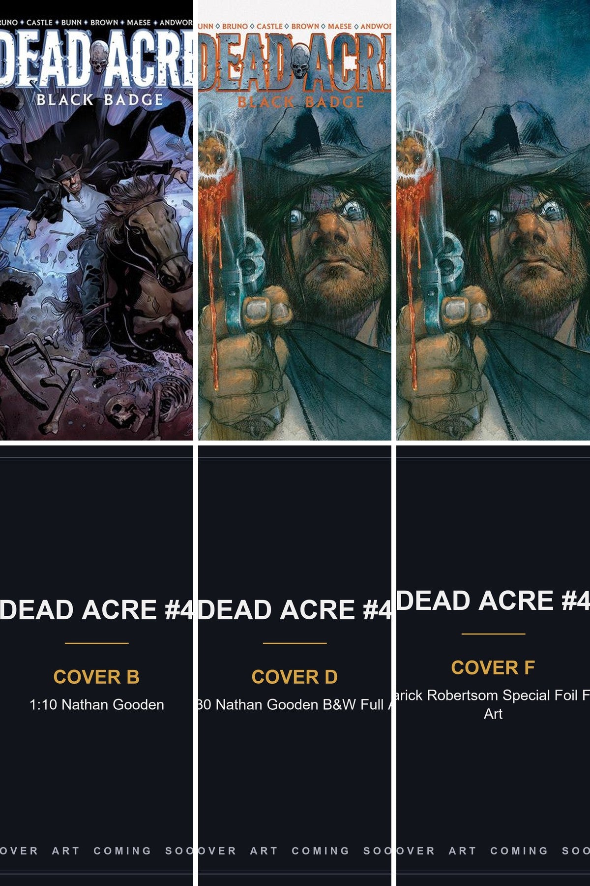 Dead Acre #4 cover collage - Covers B, D & F art coming soon