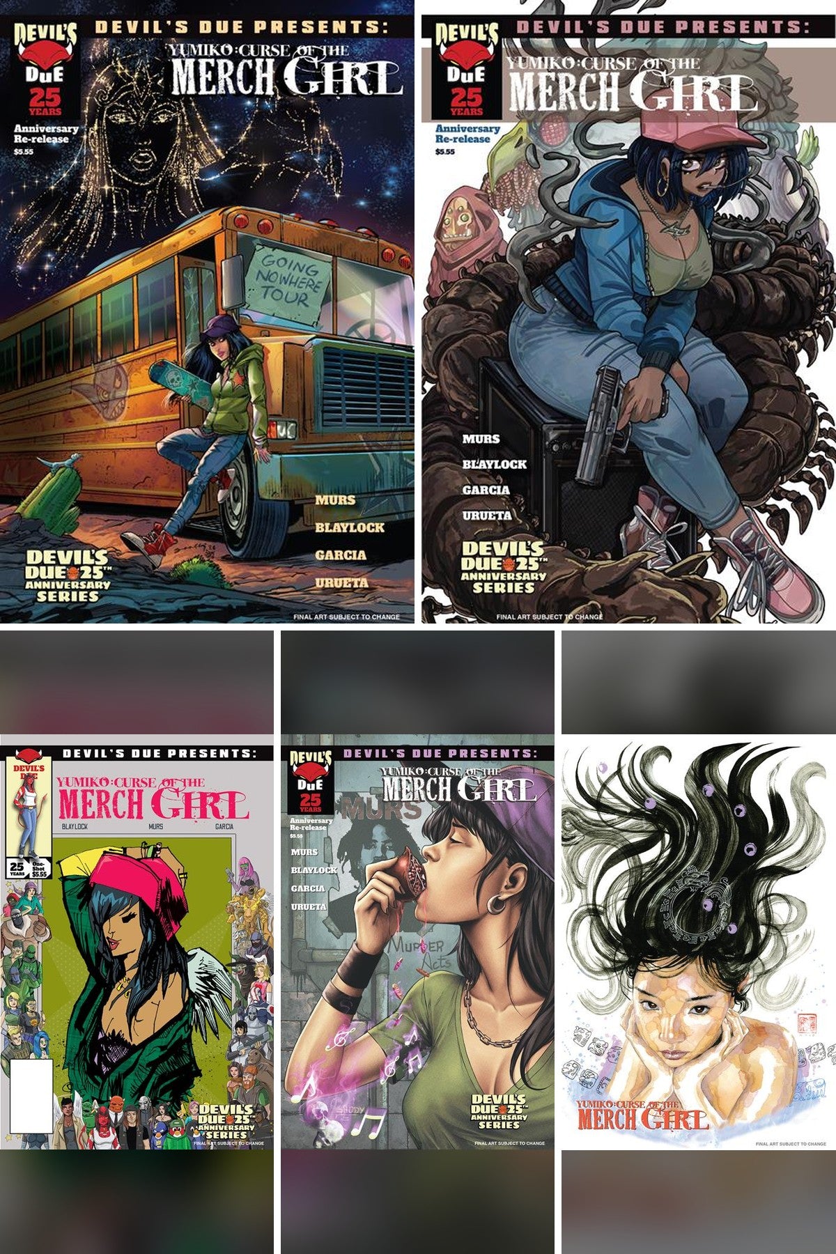Devil's Due Presents: Yumiko: Curse of the Merch Girl #1 cover collage