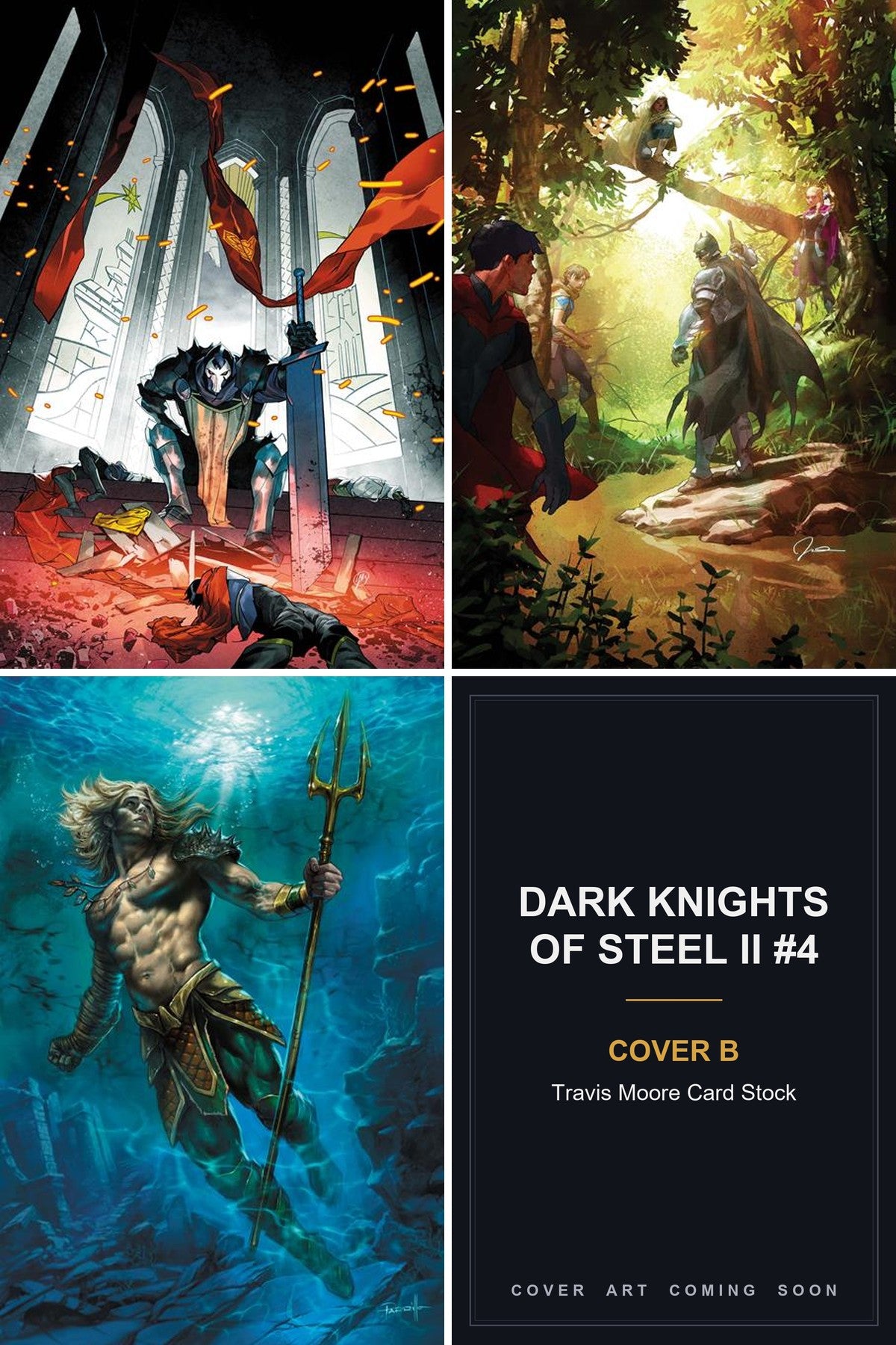 Dark Knights of Steel II #4 cover collage - Cover B art coming soon