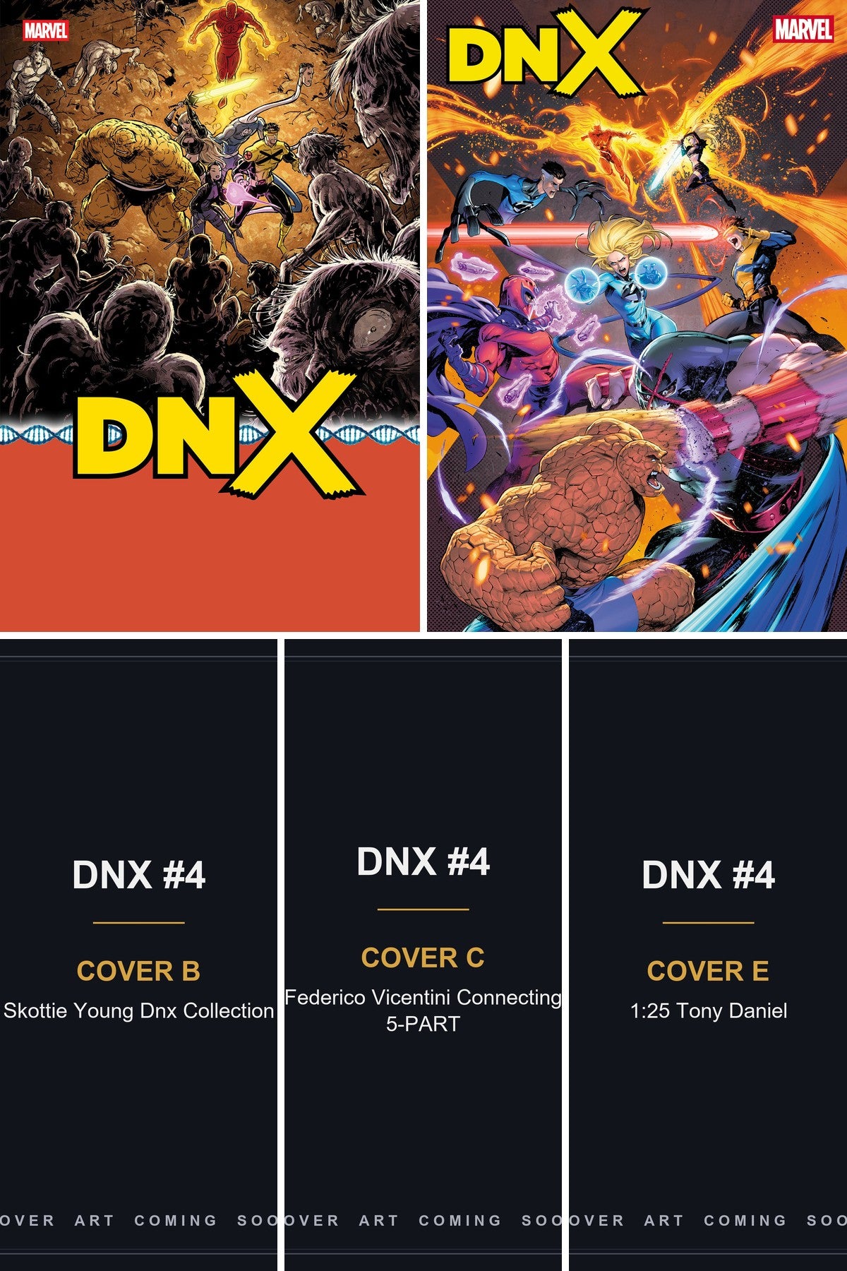 DNX #4 cover collage - Covers B, C & E art coming soon