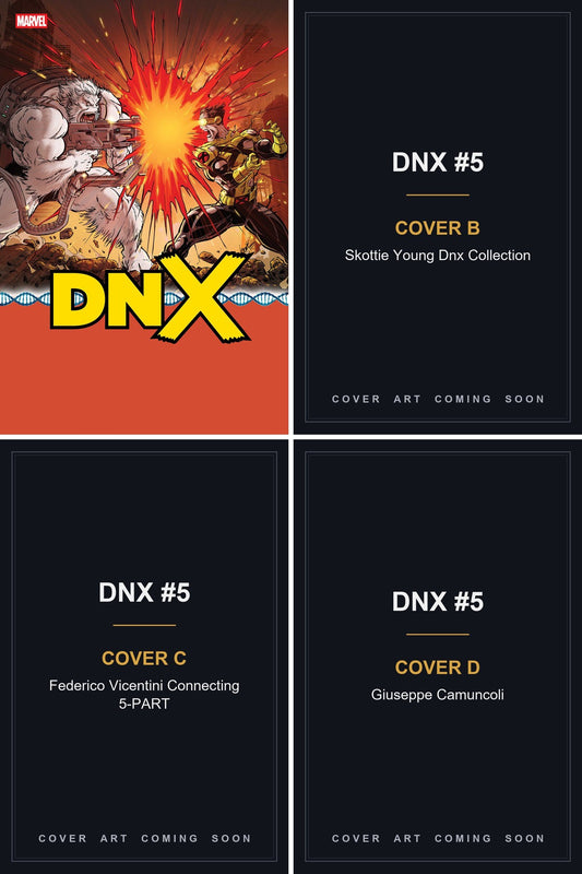 DNX #5 cover collage — Covers B, C & D art coming soon