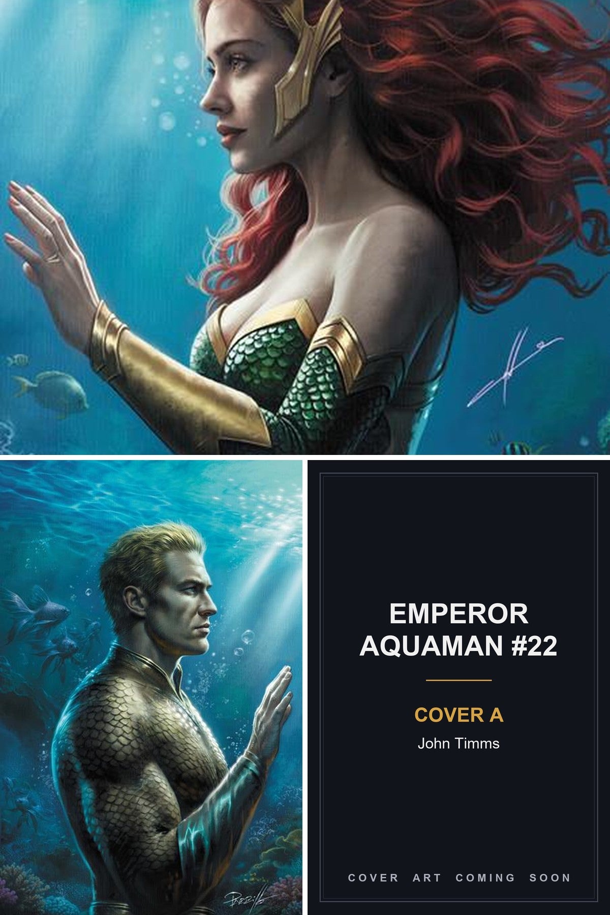 Emperor Aquaman #22 cover collage - Cover A art coming soon