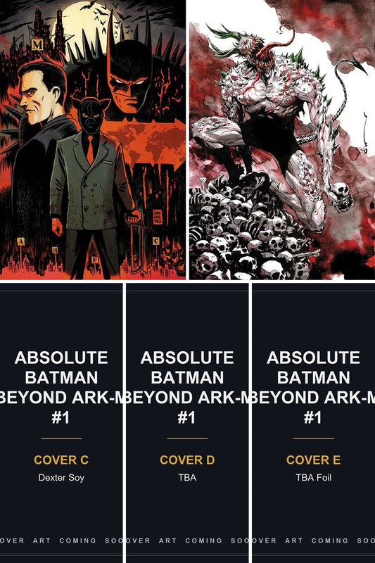 Absolute Batman Beyond Ark-M #1 cover collage — Covers C, D & E art coming soon