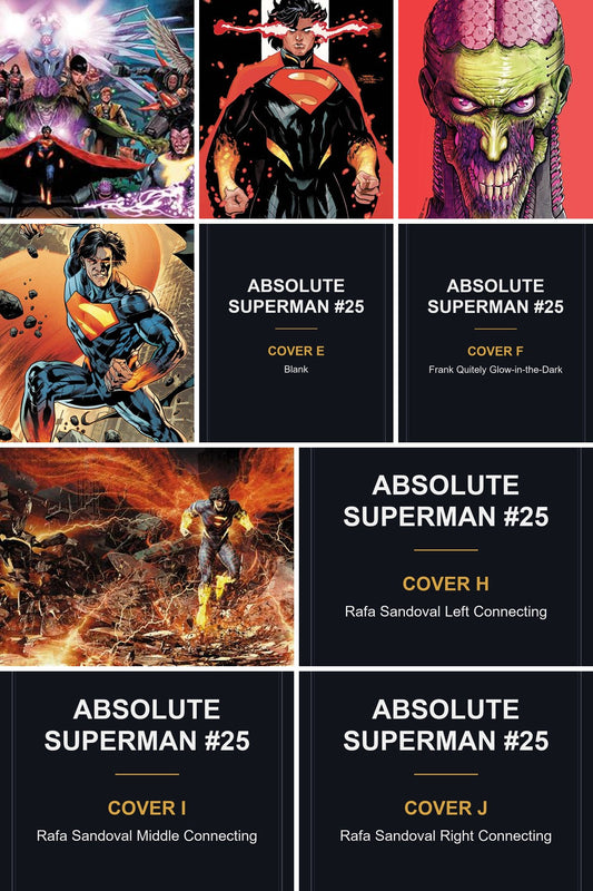 Absolute Superman #25 cover collage — Covers E, F, H, I & J art coming soon
