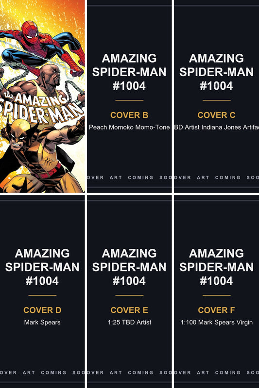 Amazing Spider-Man #1004 cover collage — Covers B, C, D, E & F art coming soon