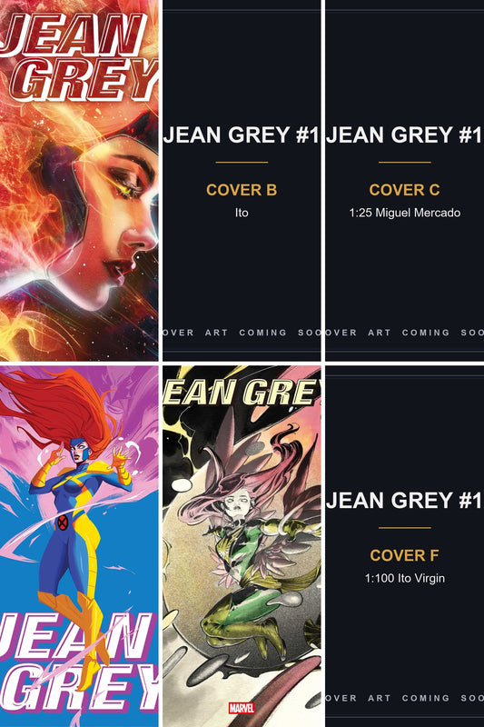 Jean Grey #1 cover collage — Covers B, C & F art coming soon