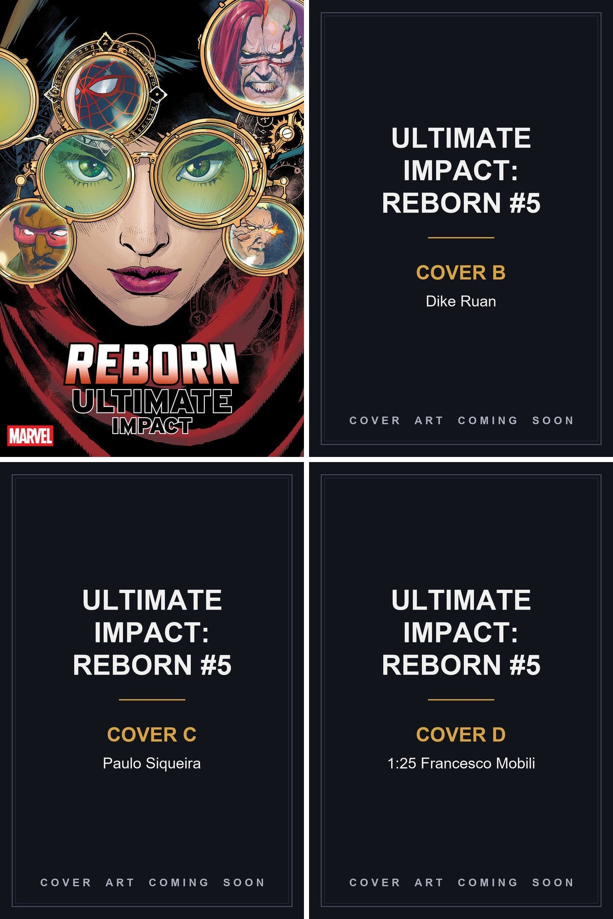 Ultimate Impact: Reborn #5 cover collage — Covers B, C & D art coming soon