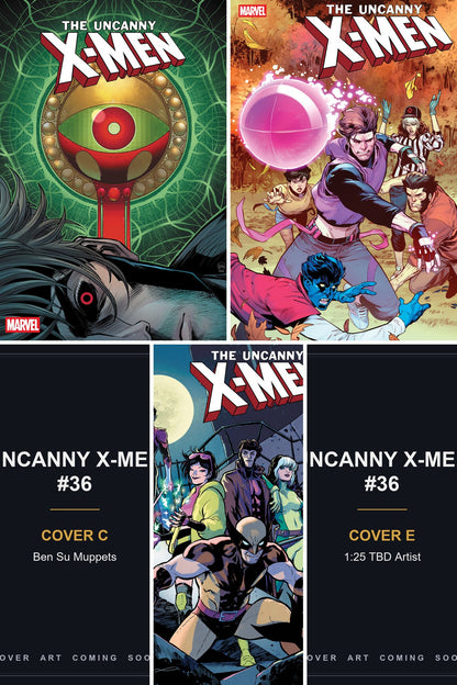 Uncanny X-Men #36 cover collage — Covers C & E art coming soon